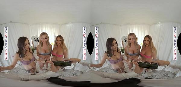  Naughty America - Find out why these sexy friends, Maddy May, Madelyn Monroe, and Kayley Gunner, were given a huge discount at the infamous Dressing Room